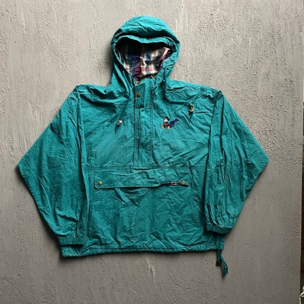 Vintage Mickey Mouse Anorak Jacket Men Large Teal 90s Disney Originals